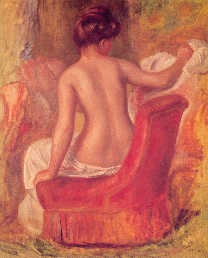 Nude in a Chair - Pierre-Auguste Renoir painting on canvas